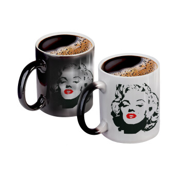 Merilin, Color changing magic Mug, ceramic, 330ml when adding hot liquid inside, the black colour desappears (1 pcs)