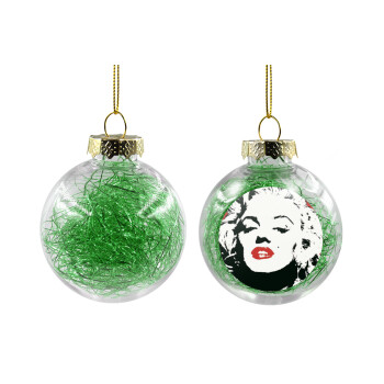 Merilin, Transparent Christmas tree ball ornament with green filling 8cm