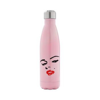 Marilyn Monroe, Metal mug thermos Pink Iridiscent (Stainless steel), double wall, 500ml
