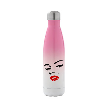 Marilyn Monroe, Metal mug thermos Pink/White (Stainless steel), double wall, 500ml