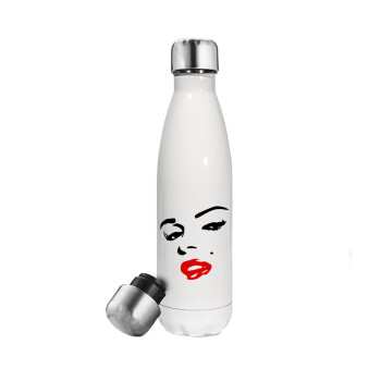 Marilyn Monroe, Metal mug thermos White (Stainless steel), double wall, 500ml