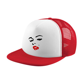 Marilyn Monroe, Adult Soft Trucker Hat with Red/White Mesh (POLYESTER, ADULT, UNISEX, ONE SIZE)