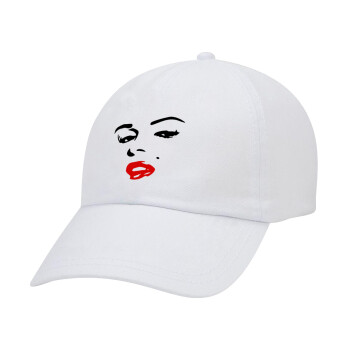 Marilyn Monroe, Καπέλο Ενηλίκων Baseball Λευκό 5-φύλλο (POLYESTER, ΕΝΗΛΙΚΩΝ, UNISEX, ONE SIZE)