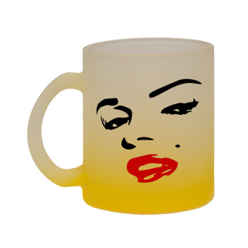 Marilyn Monroe, Κούπα γυάλινη δίχρωμη με βάση το κίτρινο ματ, 330ml