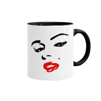 Marilyn Monroe, Κούπα χρωματιστή μαύρη, κεραμική, 330ml