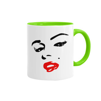 Marilyn Monroe, Mug colored light green, ceramic, 330ml