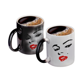 Marilyn Monroe, Color changing magic Mug, ceramic, 330ml when adding hot liquid inside, the black colour desappears (1 pcs)