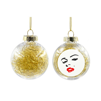 Marilyn Monroe, Transparent Christmas tree ball ornament with gold filling 8cm