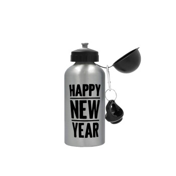 Happy new year, Metallic water jug, Silver, aluminum 500ml