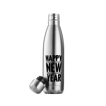 Happy new year, Μεταλλικό παγούρι θερμός Inox (Stainless steel), διπλού τοιχώματος, 500ml