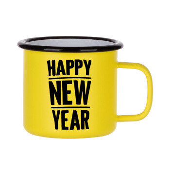 Happy new year, Metallic enamel MATT Yellow cup 360ml