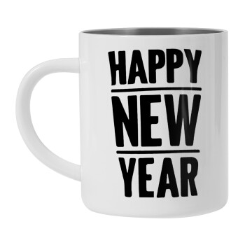 Happy new year, Mug Stainless steel double wall 450ml