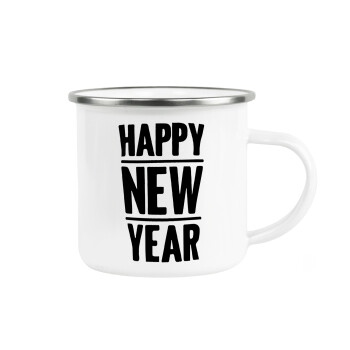 Happy new year, Metallic enamel cup white 360ml