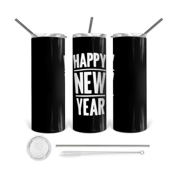 Happy new year, 360 Eco friendly stainless steel tumbler 600ml, with metal straw & cleaning brush
