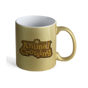 Animal Crossing, Κούπα Χρυσή Glitter που γυαλίζει, κεραμική, 330ml