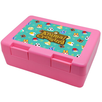 Animal Crossing, Παιδικό δοχείο κολατσιού ΡΟΖ 185x128x65mm (BPA free πλαστικό)