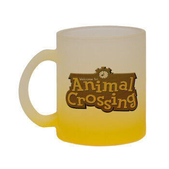 Animal Crossing, Κούπα γυάλινη δίχρωμη με βάση το κίτρινο ματ, 330ml