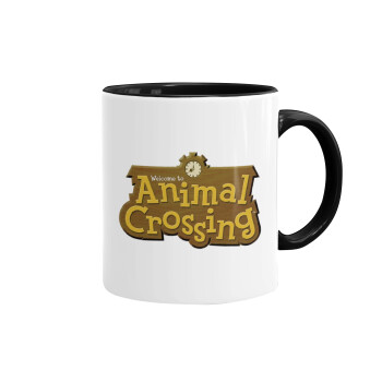 Animal Crossing, Κούπα χρωματιστή μαύρη, κεραμική, 330ml