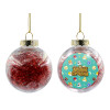 Transparent Christmas tree ball ornament with red filling 8cm