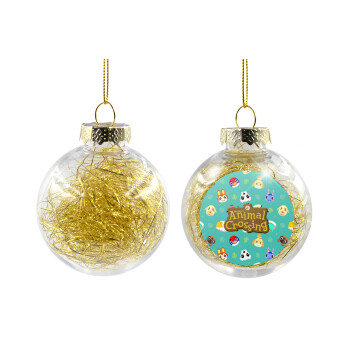 Animal Crossing, Transparent Christmas tree ball ornament with gold filling 8cm