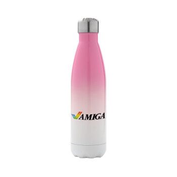 amiga, Metal mug thermos Pink/White (Stainless steel), double wall, 500ml