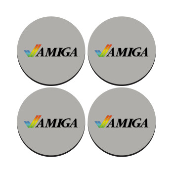 amiga, SET of 4 round wooden coasters (9cm)