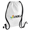 Backpack pouch GYMBAG white, with pocket (40x48cm) & thick cords