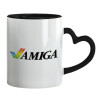 Mug heart black handle, ceramic, 330ml