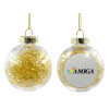 Transparent Christmas tree ball ornament with gold filling 8cm