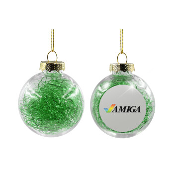 amiga, Transparent Christmas tree ball ornament with green filling 8cm