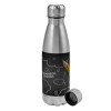 Metallic water bottle, stainless steel, 750ml