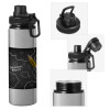 Metallic water bottle with safety cap, 850ml aluminum