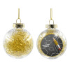 Transparent Christmas tree ball ornament with gold filling 8cm