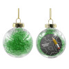 Transparent Christmas tree ball ornament with green filling 8cm