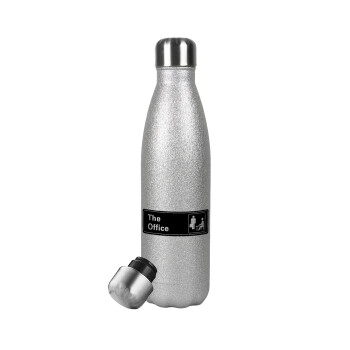 The office, Metallic Glitter Silver Thermos Flask (Stainless steel), double-walled, 500ml