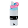 Children's hot water bottle, stainless steel, with safety straw, Pink/BlueCiel (360ml) BPA FREE