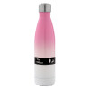 Metal mug thermos Pink/White (Stainless steel), double wall, 500ml