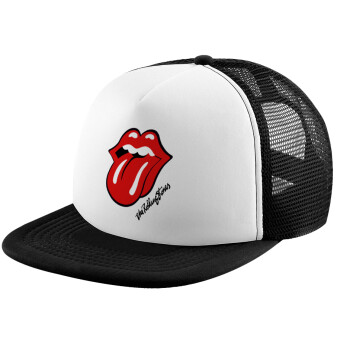 The rolling stones, Καπέλο παιδικό Soft Trucker με Δίχτυ ΜΑΥΡΟ/ΛΕΥΚΟ (POLYESTER, ΠΑΙΔΙΚΟ, ONE SIZE)