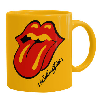 The rolling stones, Ceramic coffee mug yellow, 330ml (1pcs)