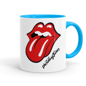 The rolling stones, Mug colored light blue, ceramic, 330ml