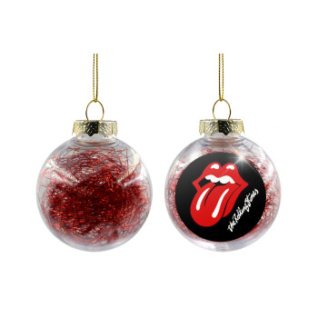 The rolling stones, Transparent Christmas tree ball ornament with red filling 8cm