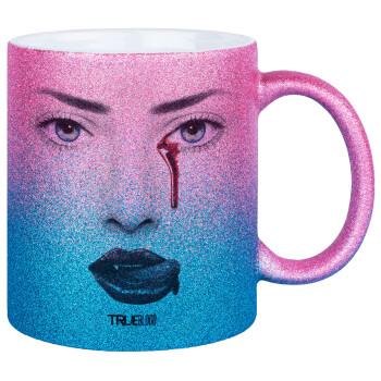 True blood, Κούπα Χρυσή/Μπλε Glitter, κεραμική, 330ml