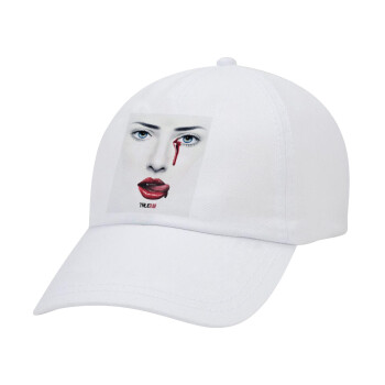 True blood, Adult Baseball Cap White 5-panel (POLYESTER, ADULT, UNISEX, ONE SIZE)