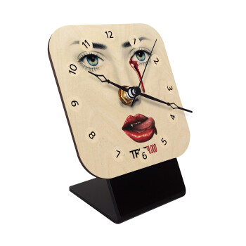 True blood, Quartz Table clock in natural wood (10cm)