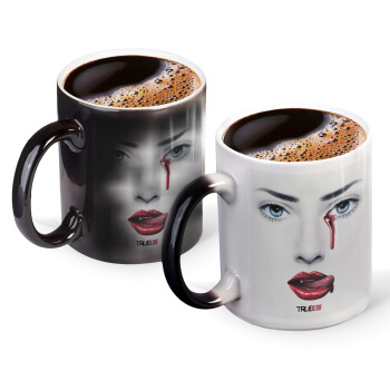 True blood, Color changing magic Mug, ceramic, 330ml when adding hot liquid inside, the black colour desappears (1 pcs)