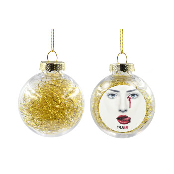 True blood, Transparent Christmas tree ball ornament with gold filling 8cm