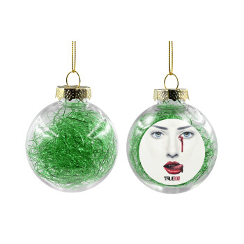 True blood, Transparent Christmas tree ball ornament with green filling 8cm