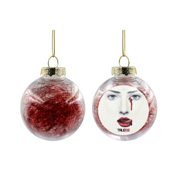 True blood, Transparent Christmas tree ball ornament with red filling 8cm