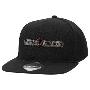 Pirates of the Caribbean, Καπέλο Ενηλίκων Flat Snapback Μαύρο, (POLYESTER, ΕΝΗΛΙΚΩΝ, UNISEX, ONE SIZE)