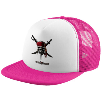 Pirates of the Caribbean, Καπέλο Ενηλίκων Soft Trucker με Δίχτυ Pink/White (POLYESTER, ΕΝΗΛΙΚΩΝ, UNISEX, ONE SIZE)